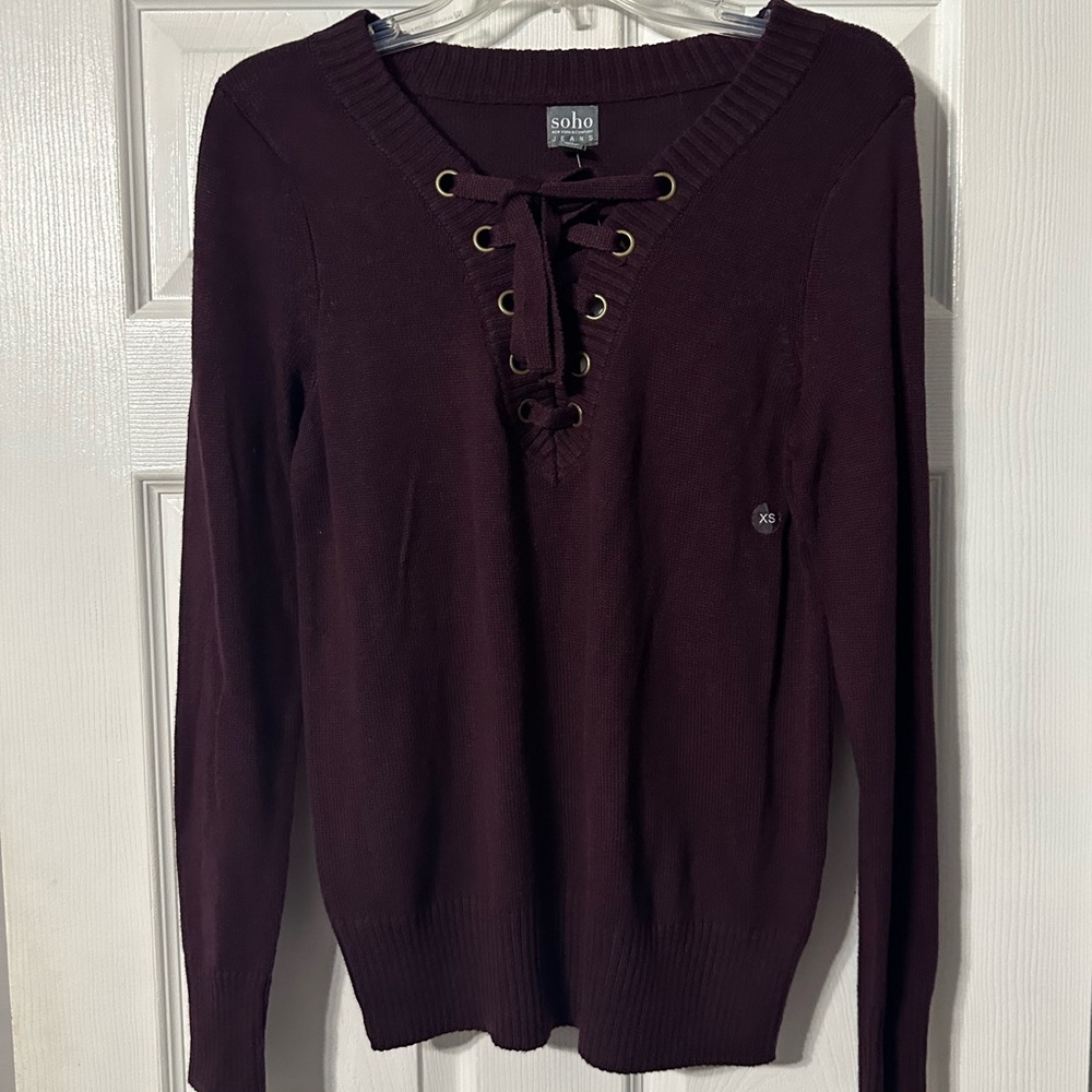 NWT New York and Company Grommet Lace Front Pullover Sweater